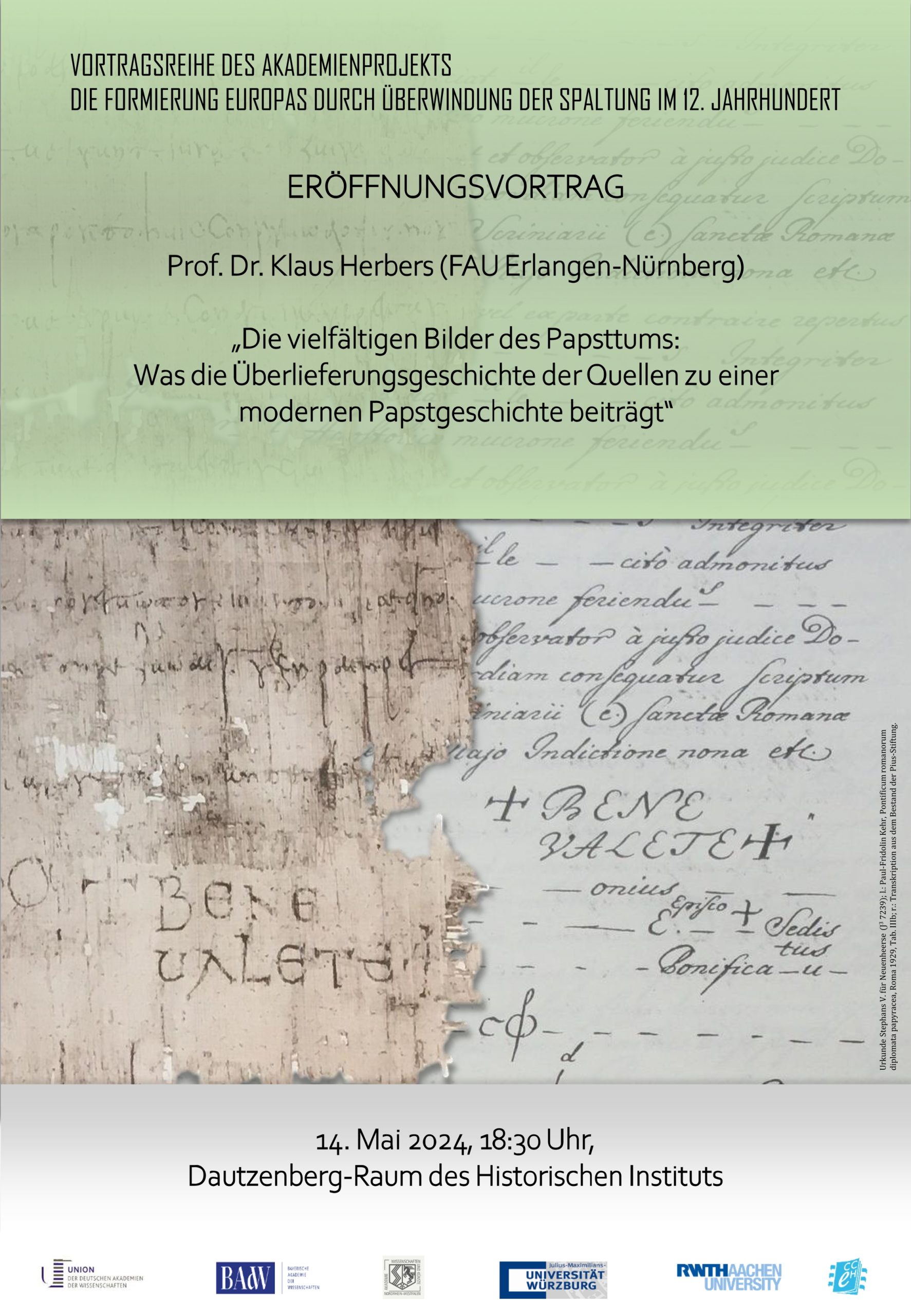 Überlieferung und moderne Papstgeschichte – Vortrag von Klaus Herbers